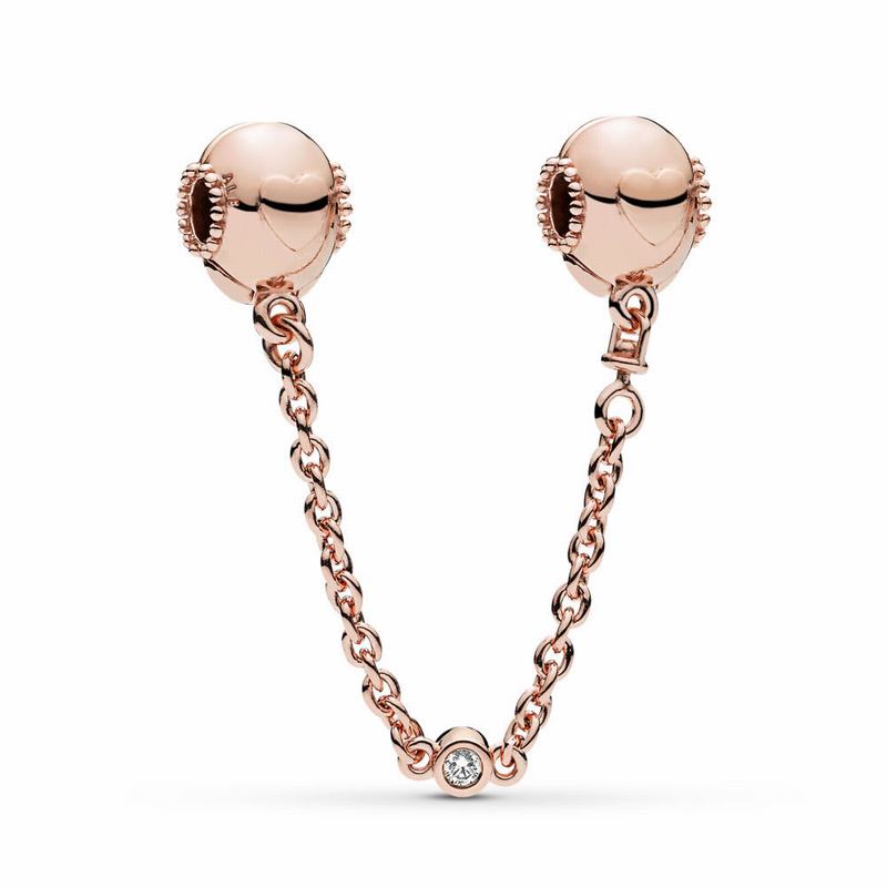 Talismane Pandora Rose™ Embossed Inima Lant De Siguranta (PaTofCuX)